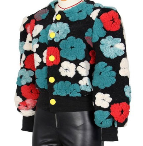 ZETTA 3D FLORAL  JACKET ( red)