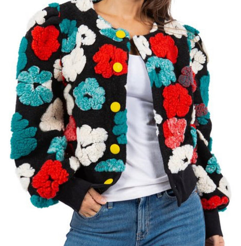 ZETTA 3D FLORAL  JACKET ( red)